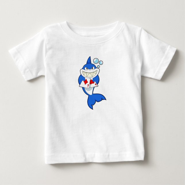 Hai im Poker mit Poker-Karten Baby T-shirt (Vorderseite)