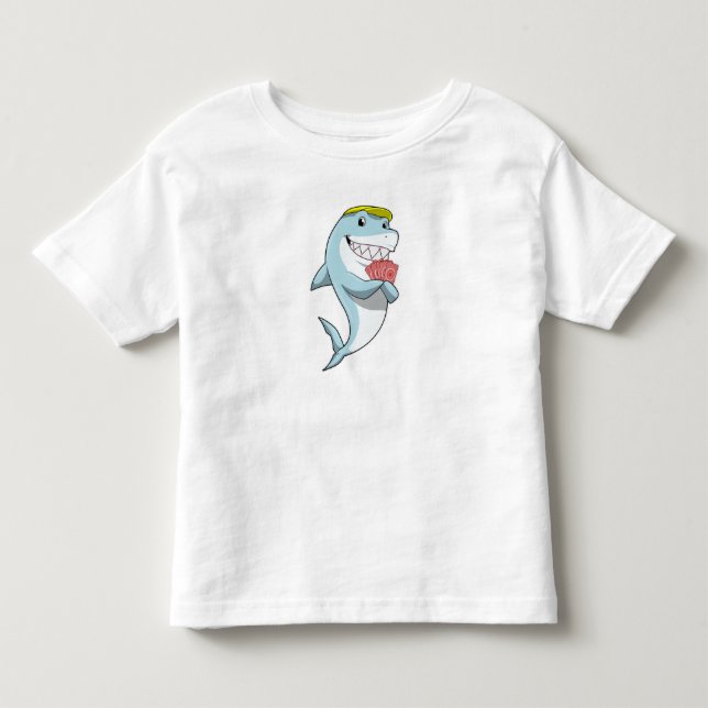 Hai im Poker mit Poker-Karten Kleinkind T-shirt (Vorderseite)
