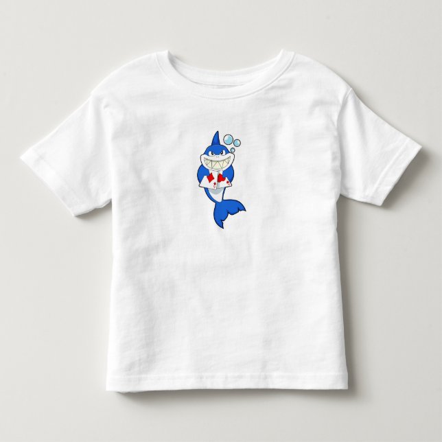 Hai im Poker mit Poker-Karten Kleinkind T-shirt (Vorderseite)