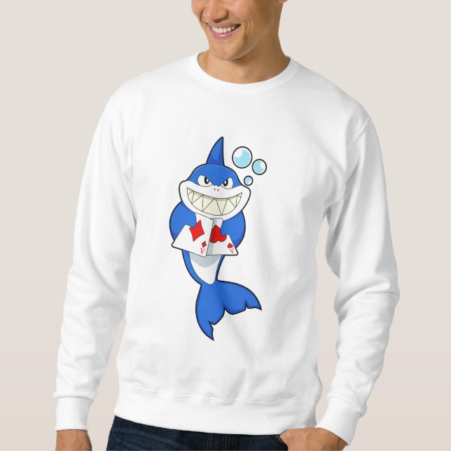 Hai im Poker mit Poker-Karten Sweatshirt (Vorderseite)