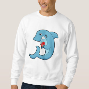 Hai im Poker mit Poker-Karten Sweatshirt