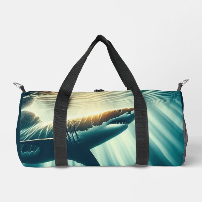 Hai in der Tiefsee und Sonnenlicht Duffle Bag (Vorderseite)