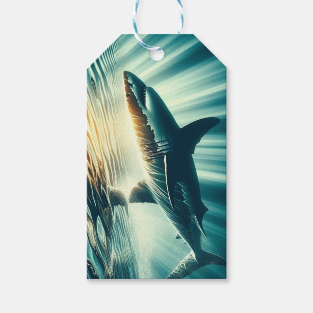 Hai in der Tiefsee und Sonnenlicht Geschenkanhänger (Vorderseite)