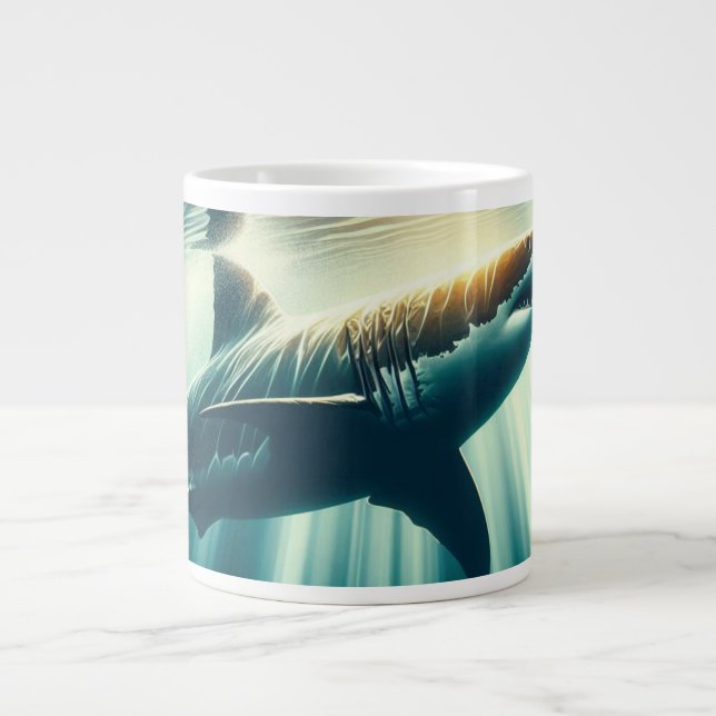 Hai in der Tiefsee und Sonnenlicht Jumbo-Tasse (Vorderseite)
