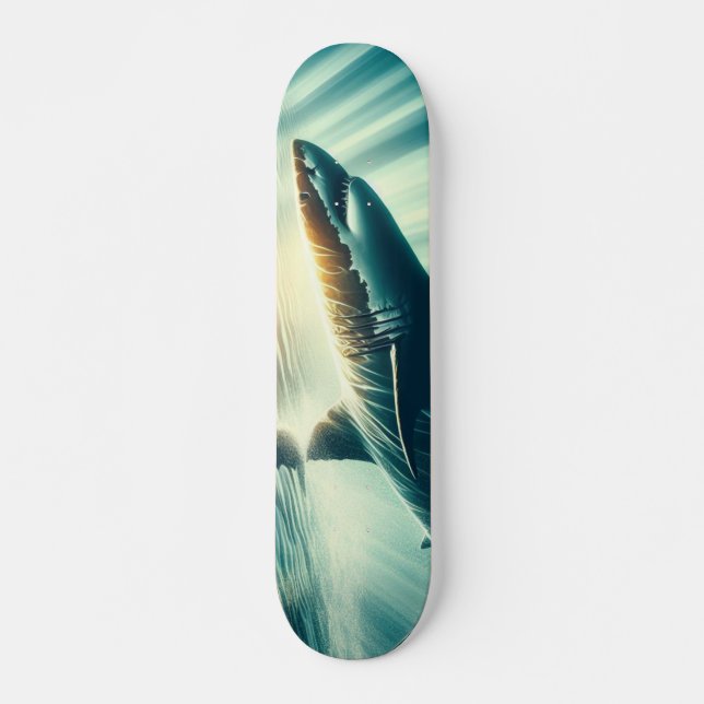 Hai in der Tiefsee und Sonnenlicht Skateboard (Vorne)