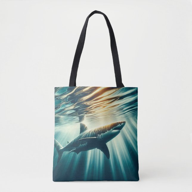 Hai in der Tiefsee und Sonnenlicht Tasche (Vorderseite)