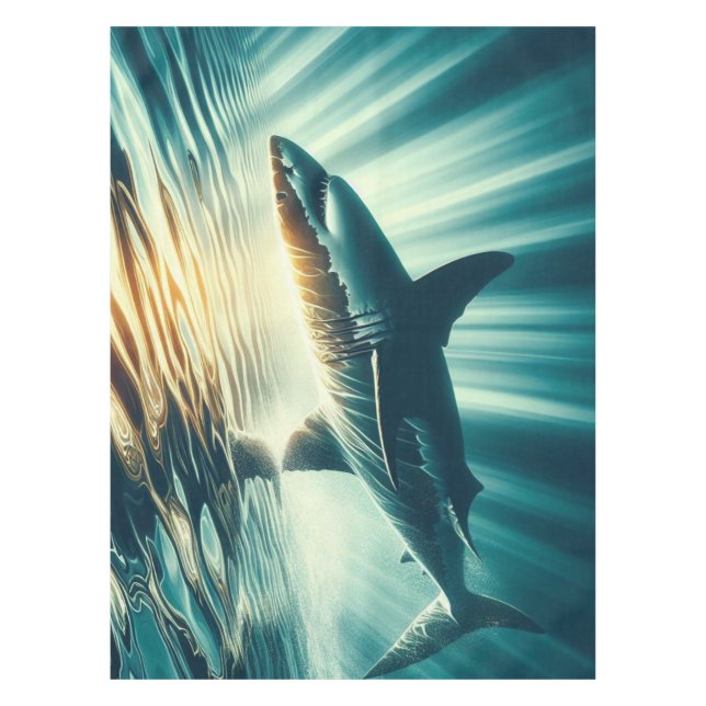 Hai in der Tiefsee und Sonnenlicht Tischdecke (Vorderseite)