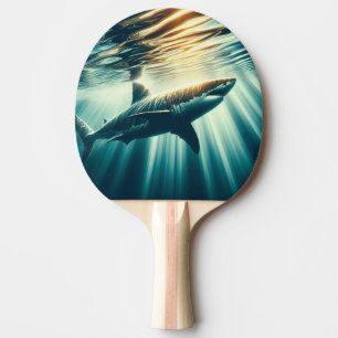 Hai in der Tiefsee und Sonnenlicht Tischtennis Schläger