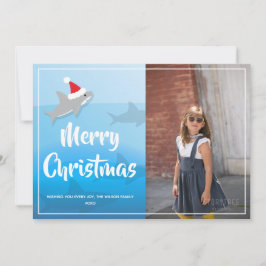 Hai in der Weihnachtsmannmütze Weihnachtsfeiertag Feiertagskarte
