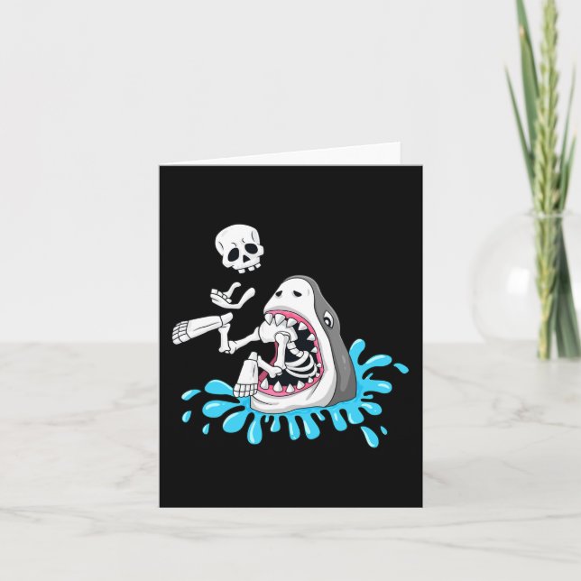 Hai isst Skeleton Spaß Halloween Jungs Mädchen Kin Karte (Vorderseite)