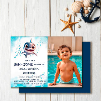 Hai Jawsome Under Sea Birthday Party Foto Einladung