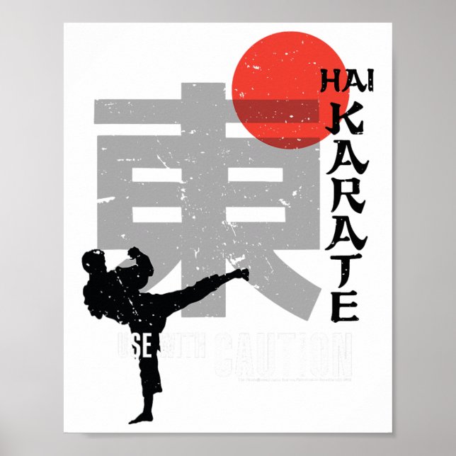 Hai Karate Anwendung mit Vorsicht Retro Aftershave Poster (Vorne)