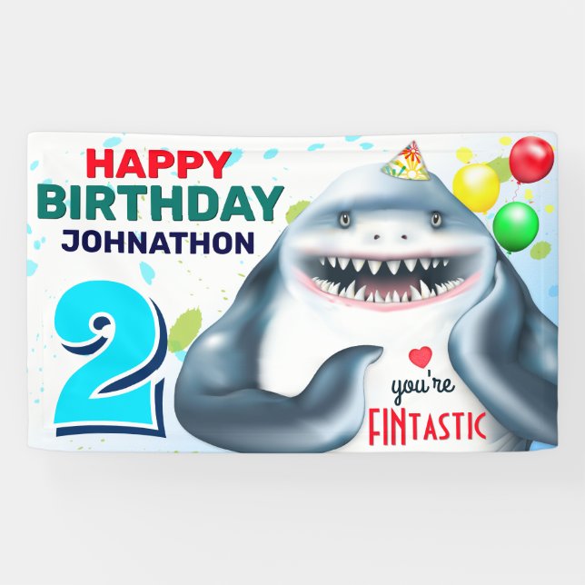 Hai-Kindergeburtstag Banner (Horizontal)