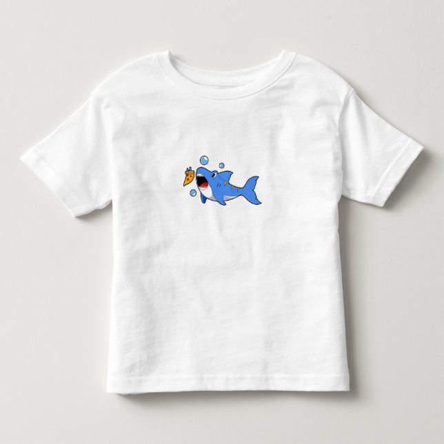 Hai mit Pizza als Köder Kleinkind T-shirt (Vorderseite)