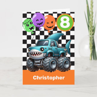 Hai Monster Truck 8. Geburtstag Halloween Karte