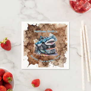 Hai Monster Truck Matsch Spritzer Jungen Geburtsta Serviette