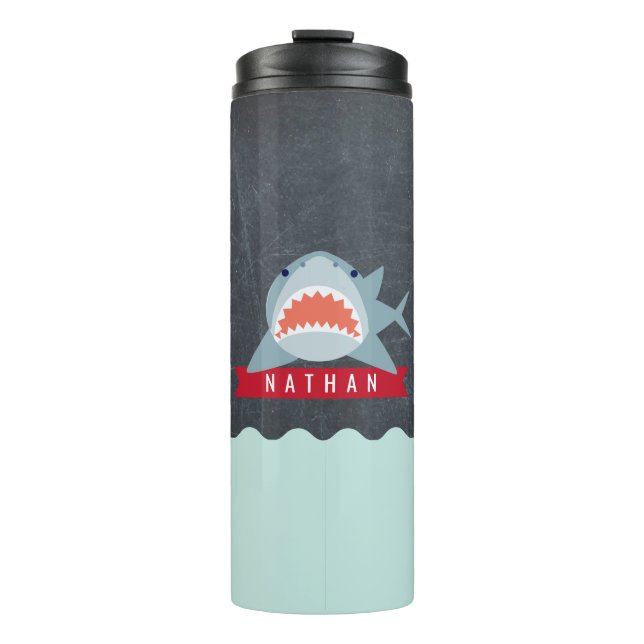 Hai Navy Blau unter Wasser Thermosbecher (Vorderseite)