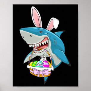 Hai-Osterhasen-Eierkorb Lustige Jungen Mädchen Kin Poster