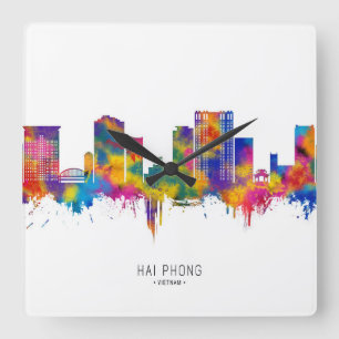 Hai Phong Vietnam Skyline Quadratische Wanduhr