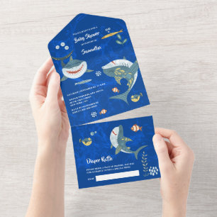 Hai schwimmen blau unter dem Party All In One Einladung