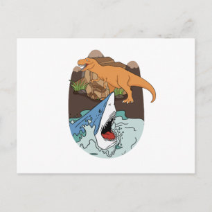 Hai- und Dinosaurier-Jungen Postkarte