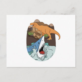 Hai- und Dinosaurier-Jungen Postkarte