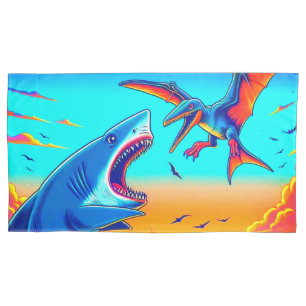 Hai und Dinosaurier Kissenbezug