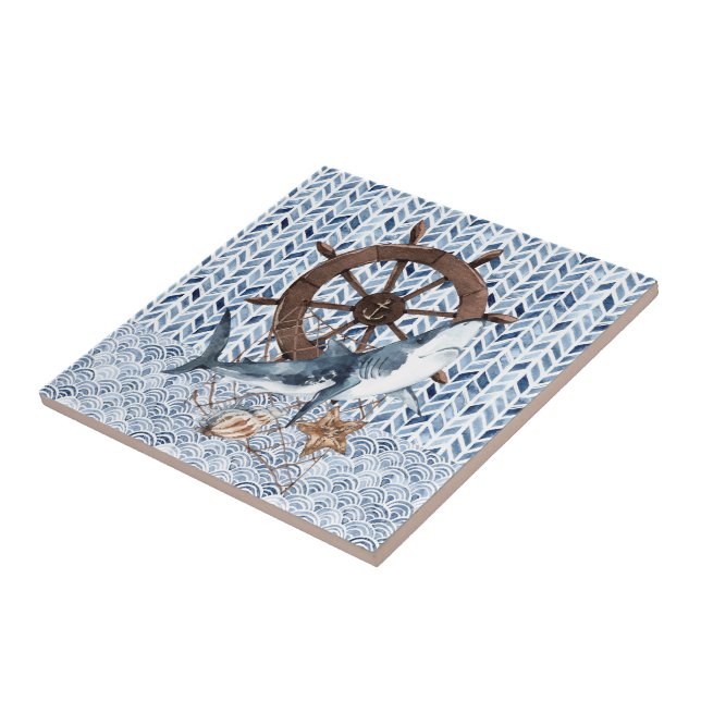 Hai- und Schiffslenkrad Fliese (Seite)