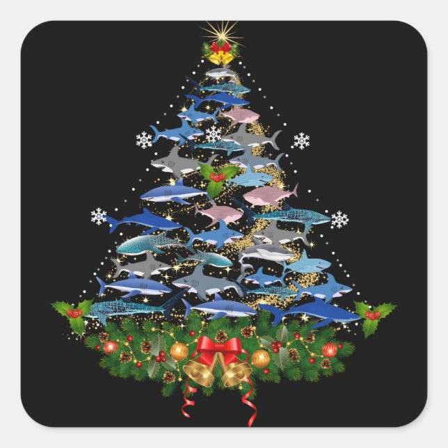 Hai Weihnachtsbaum Hai Liebe Männer Frauen Geschen Quadratischer Aufkleber (Vorderseite)