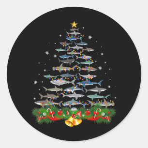 Hai Weihnachtsbaum Hai Liebhaber Geschenke Männer  Runder Aufkleber