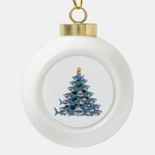 Hai-Weihnachtsbaum-Santa-Hut-Weihnachtsbeleuchtung Keramik Kugel-Ornament