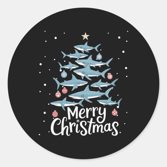 Hai Weihnachtsbaum Weihnachtsbaum Frohe Dogmas Runder Aufkleber (Vorderseite)