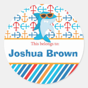 Hai zurück zur Schule Personalisierte Rundkleber Runder Aufkleber