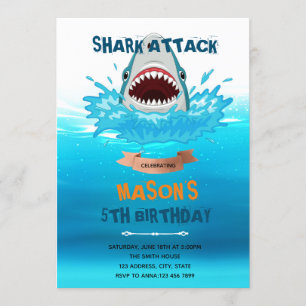 Haiangriff Pool Geburtstagsparty Einladung