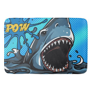 Haiangriff POW Superhero Comic Wasser Platsch Badematte