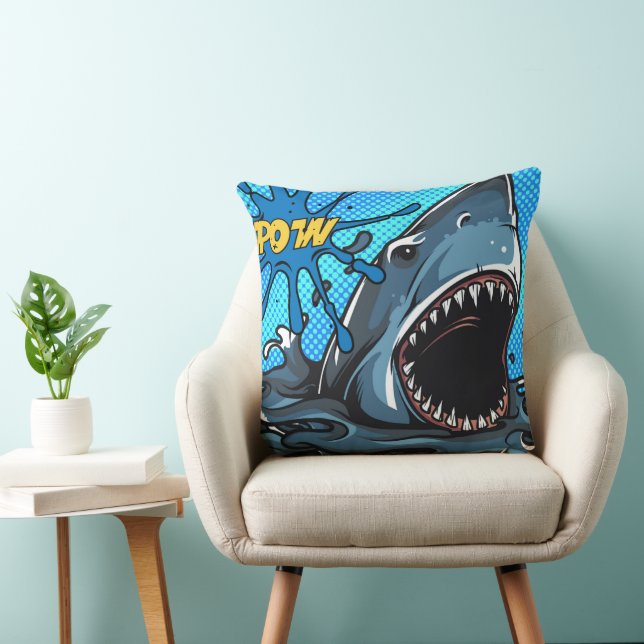 Haiangriff POW Superhero Comic Wasser Platsch Kissen (Stuhl )