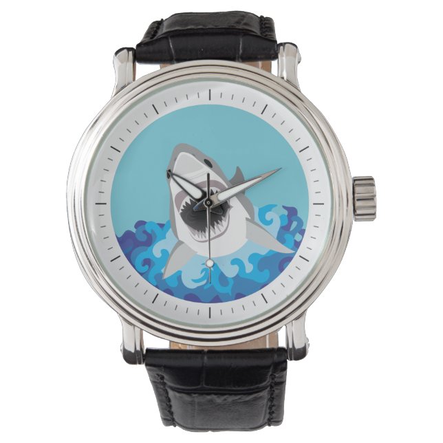 Haiangriff - Weißer Hai Armbanduhr (Vorderseite)