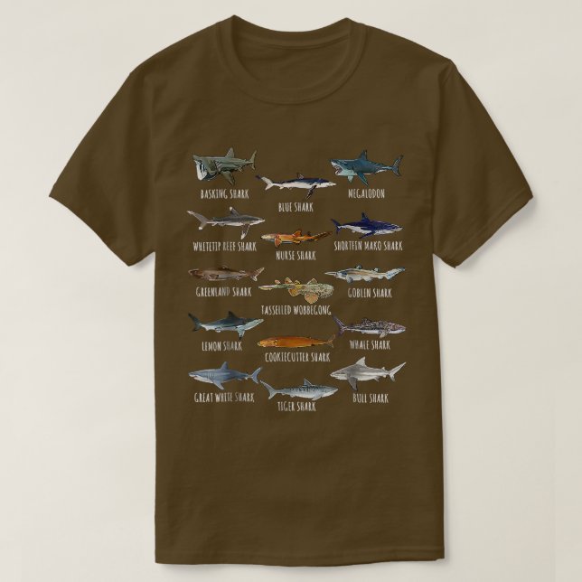Haiarten Biologie Unterschiedliche Haiarten T-Shirt (Design vorne)