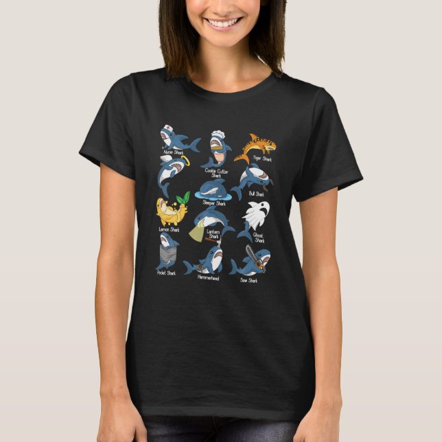 Haiarten Funny Marine Biology Shark Shark Lover P T-Shirt (Vorderseite)