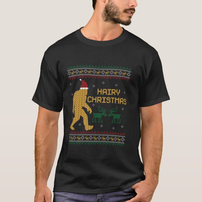 HaiChristmas Bigfoot Ugly Christmas Sweater Sas T-Shirt (Vorderseite)