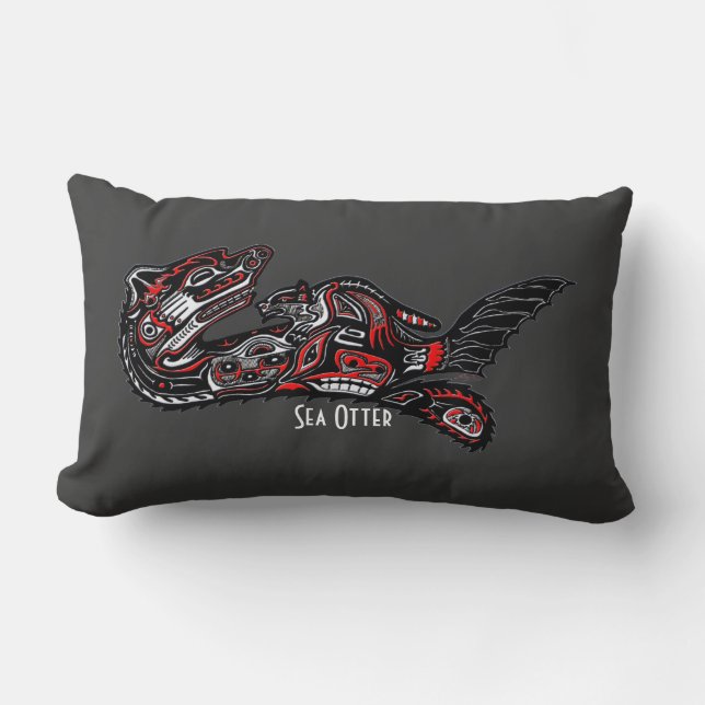 Haida Art-Style Sea Otter Wildlife Throw Kissen (Vorderseite)