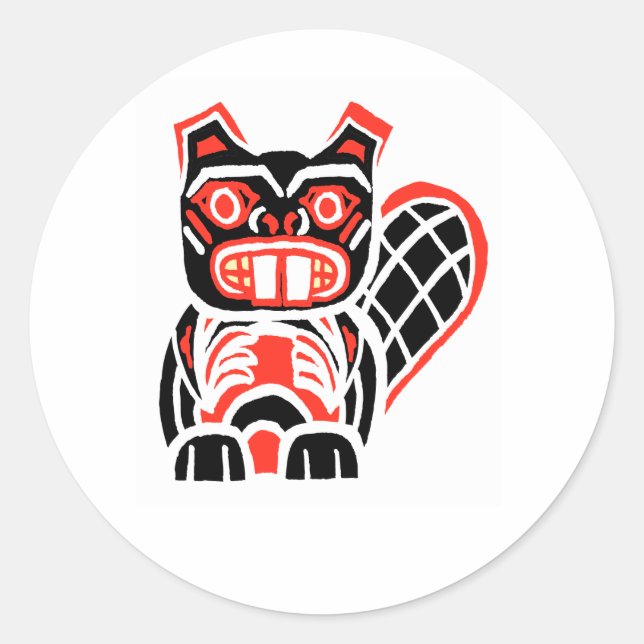 HAIDA BEAVER RUNDER AUFKLEBER (Vorderseite)
