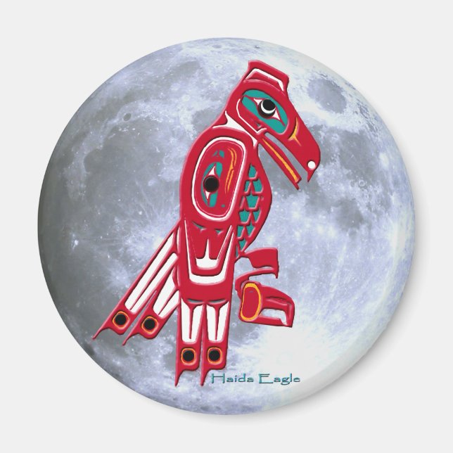 HAIDA EAGLE & FULL MOON Native American Art Magnet (Vorne)