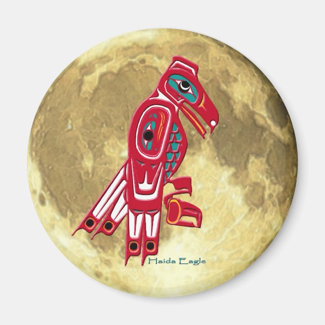 HAIDA EAGLE & FULL MOON Native American Art Magnet (Vorne)