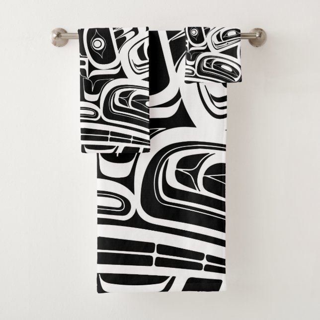 Haida Eagle Thunderbird Nordwestkolumbien Badhandtuch Set (Insitu)