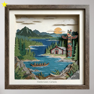 Haida Gwaii B.C. Kanada Papier Collage Diorama Poster