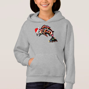 Haida Lachs Geist Tier mit Weihnachtsbeleuchtung Hoodie