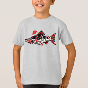 Haida Lachs Geist Tier mit Weihnachtsbeleuchtung T-Shirt