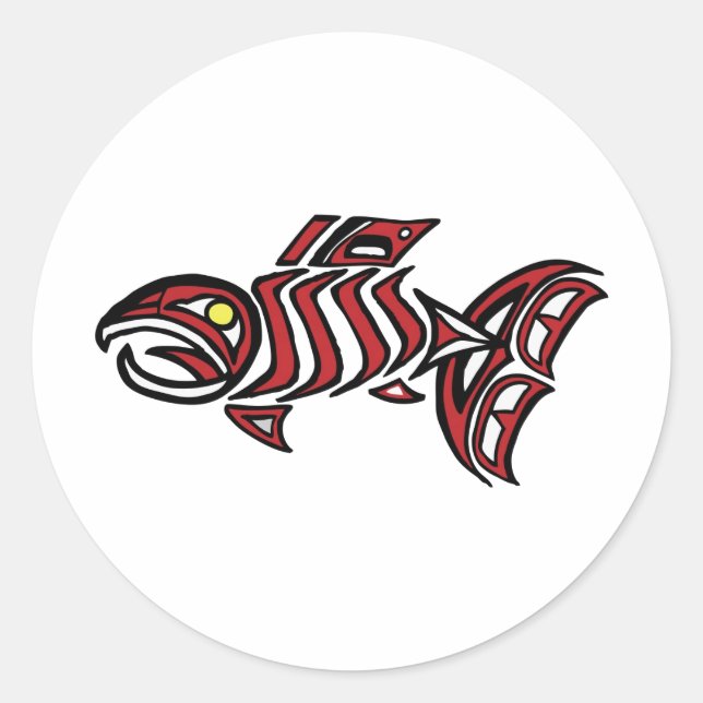 Haida Lachs Runder Aufkleber (Vorderseite)