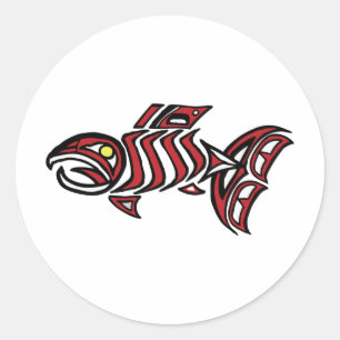 Haida Lachs Runder Aufkleber